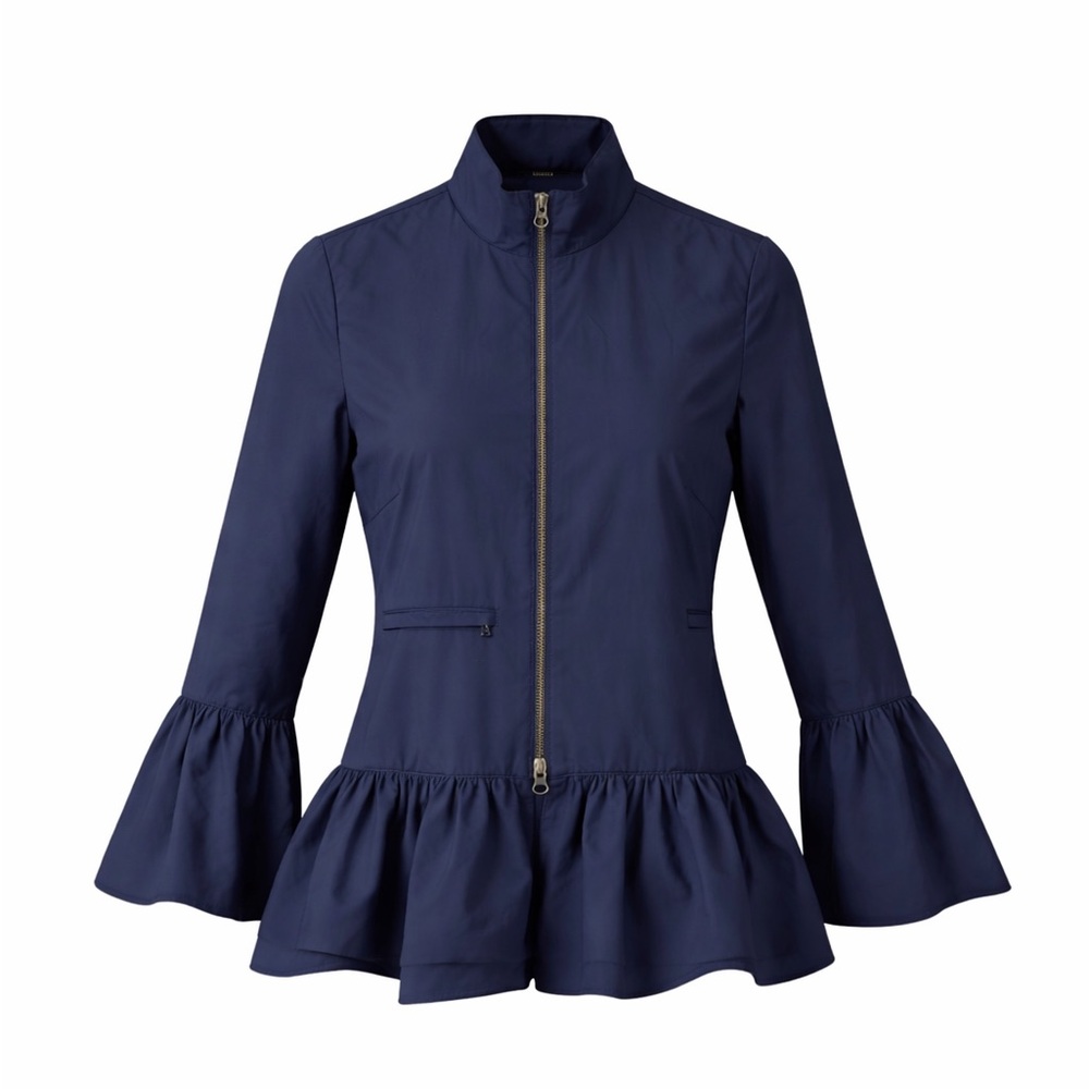 Elizabeth Roberts Navy Peplum‎ Packable Vest Jacket Size S